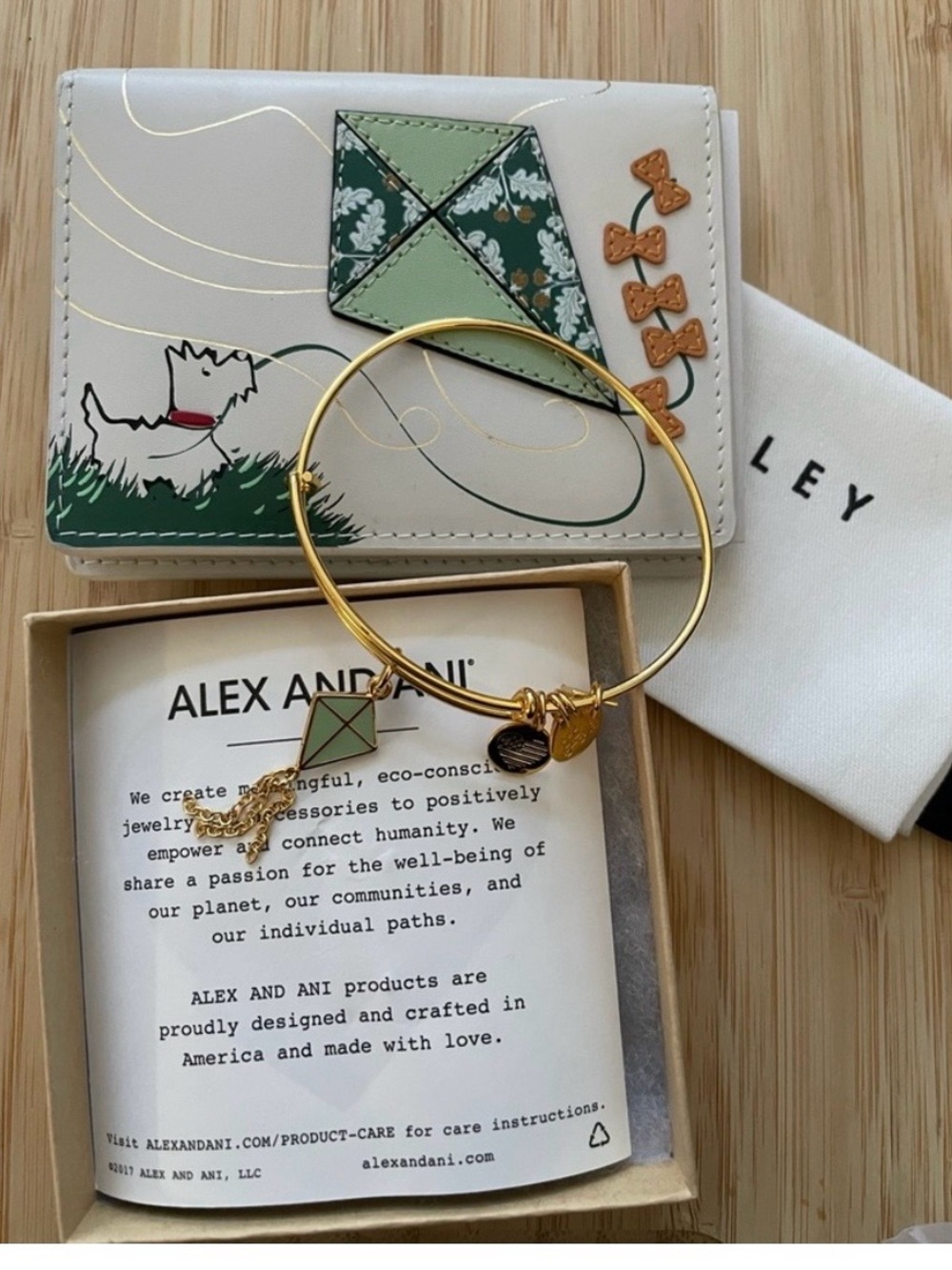 NWT Radley wallet AND Coordinating Alex and Ani charm bracelet.